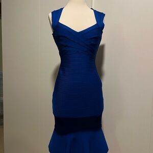 Herve Leger Sapphire Blue Midi Dress